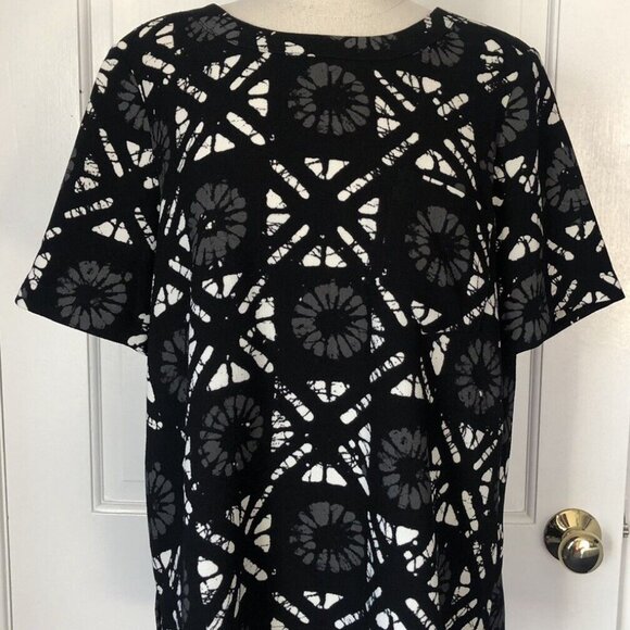 Madewell Black Print Polyester Button Back Blouse Top Womens M Medium - Picture 1 of 8